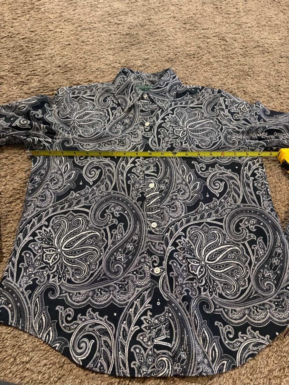 Lauren Ralph Lauren Women’s Black & White Paisley Boho Button Down Size PM - Picture 5 of 9